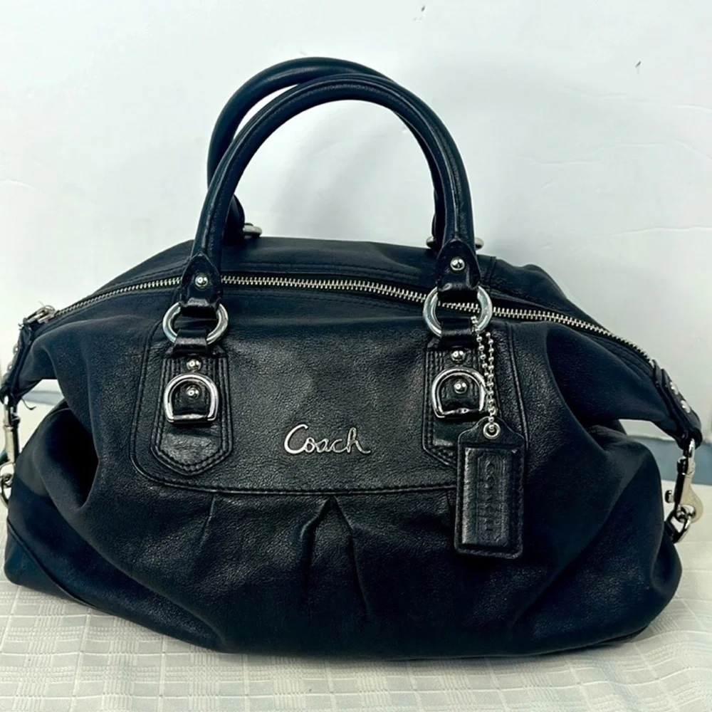 Coach F15447 Ashley Leather Handbag silver/black